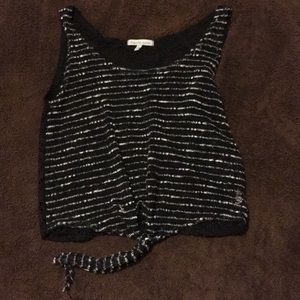 Black and white cotton, crop/tank top medium.